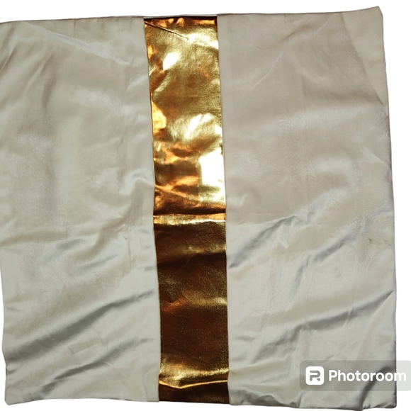 Beige & Gold Stripe Velvet Throw Pillow Case Sham - Picture 2 of 7